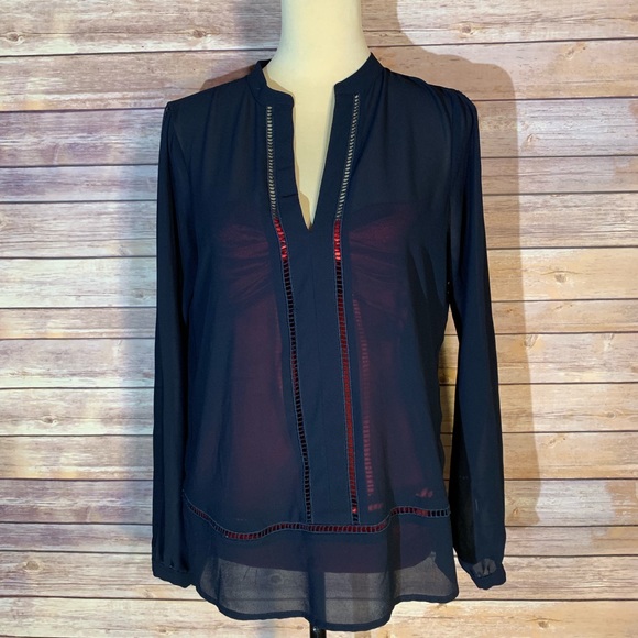 Michael Kors. Sheer Navy Blouse. Size Small - Picture 1 of 6